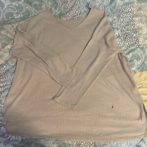 Beige V-neck sweater